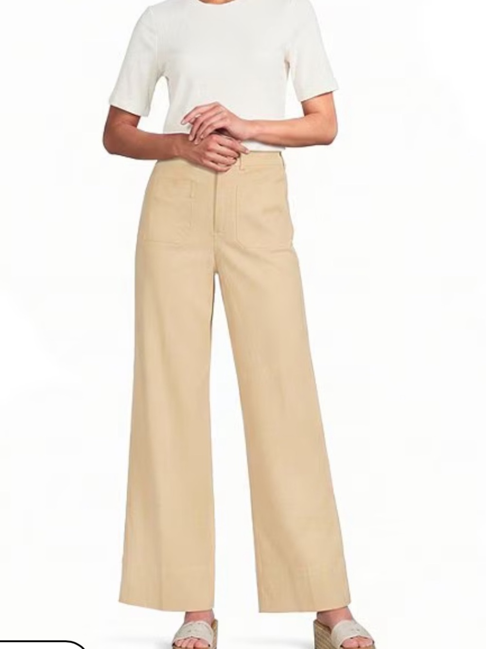 SPANX Neutral Wide-Leg Crop Capris in Light Taupe